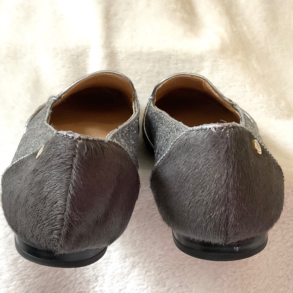 Gray IMAN Slip On Calf Hair Glittery Loafer Flats - Picture 10 of 14